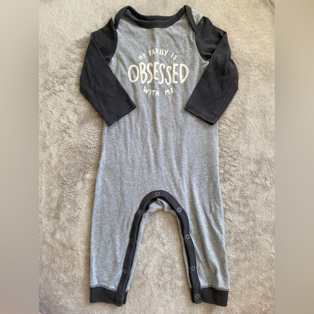 Gray and Black Baby One Piece